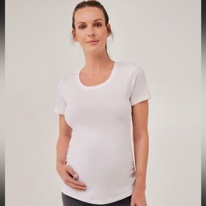 NWT Pact Maternity Ruched Tee White Size M